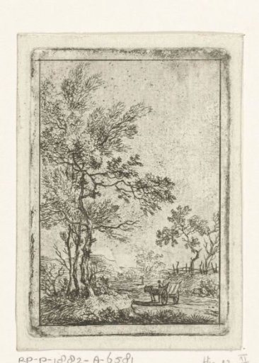 Landscape with a tall tree and horse and cart