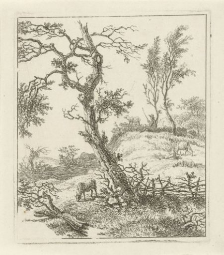 Landscape with a shepherd on a hill