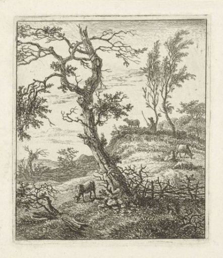 Landscape with a shepherd on a hill