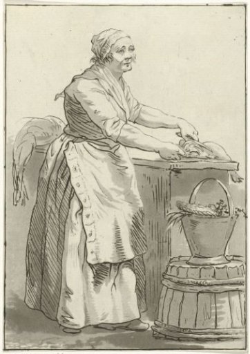 Woman cleaning fish