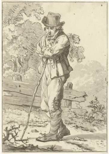 Man leaning on a staff
