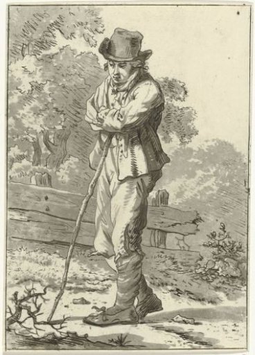 Man leaning on a staff