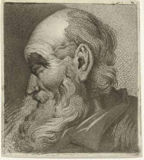 Portrait of an old man, in profile