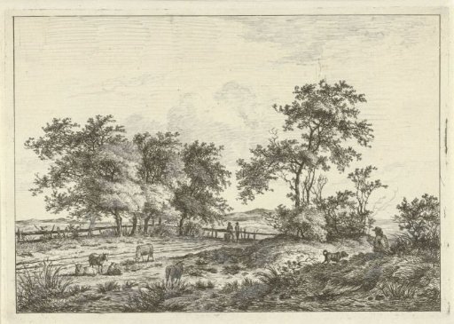 Landscape with a draftsman and a dog
