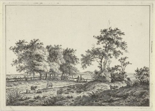 Landscape with a draftsman and a dog