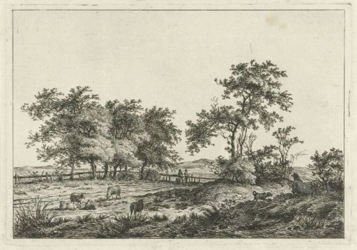 Landscape with a draftsman and a dog