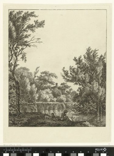 Landscape with woman at the waterside
