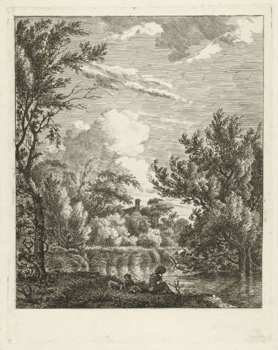 Landscape with woman at the waterside