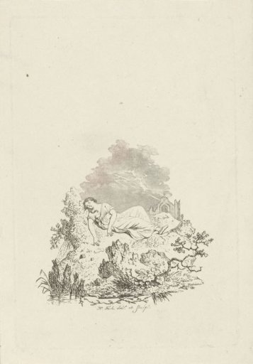 Woman sleeping against a rock