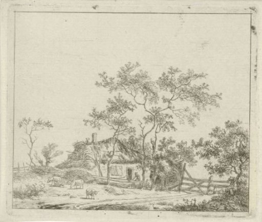 Farmhouse with four sheep