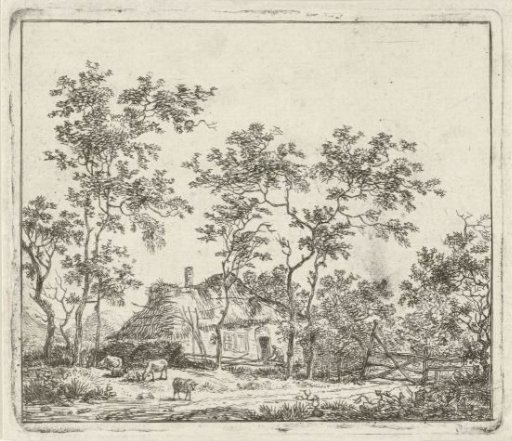 Farmhouse with four sheep