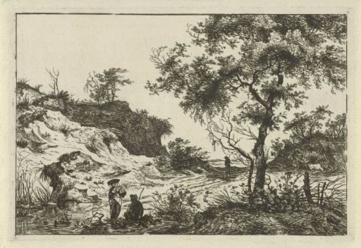 Landscape with woman wearing a hat