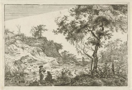 Landscape with woman wearing a hat
