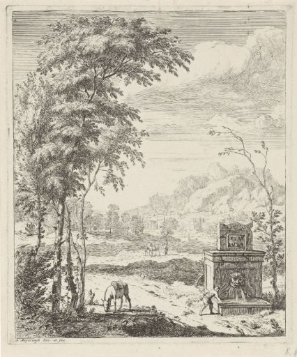 Landscape with a Fountain and a Donkey