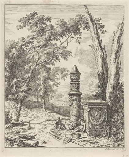 Landscape with Resting Figures at a Tomb
