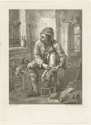 Man binding his leg
