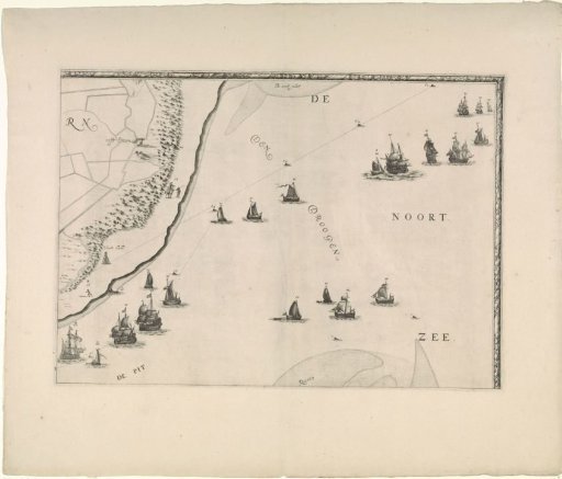Map of the Maas estuary with postal routes (upper right part)