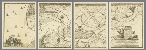 Map of the Meuse from Rotterdam to the North Sea, consisting of four parts