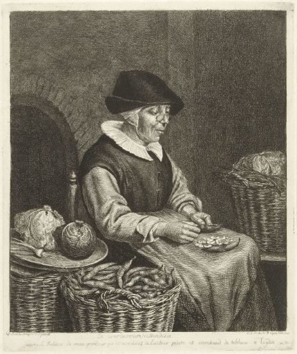 Old Woman Peeling Beans
