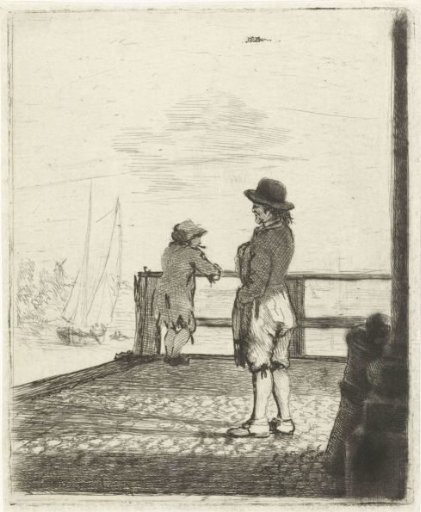 Two sailors waiting in the harbour