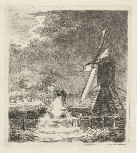 Mill in a polder landscape