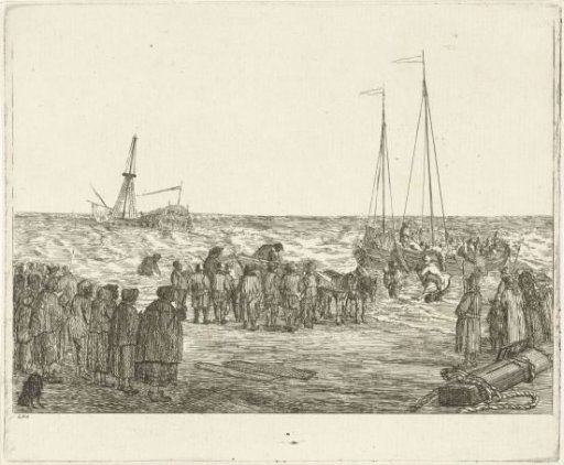 Stranding of the British East Indiaman 'General Barker' at Noordwijk, 1781