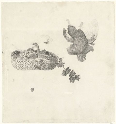 Woman with a basket of fruit in her hand by the window
