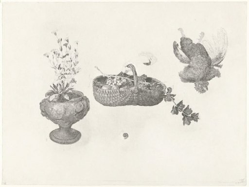 Woman with a basket of fruit in her hand by the window