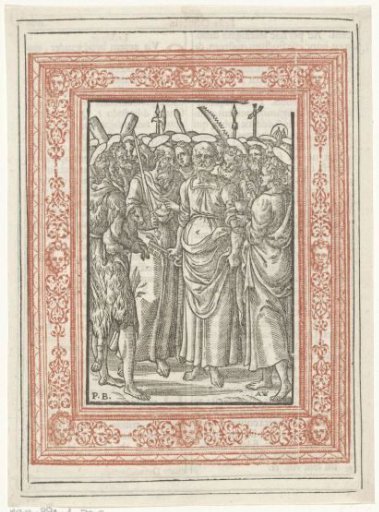 Peter, John, Paul and John the Baptist surrounded by other saints