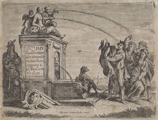 Group of People at a Fountain