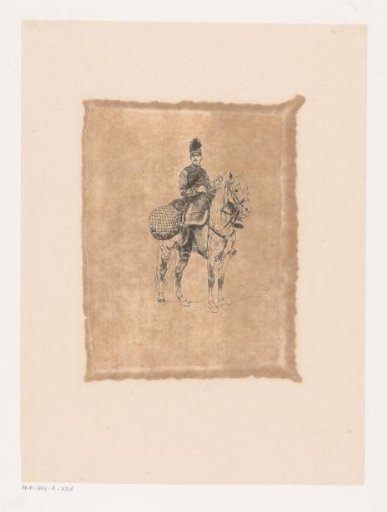Trumpeter on horseback, turned to the right