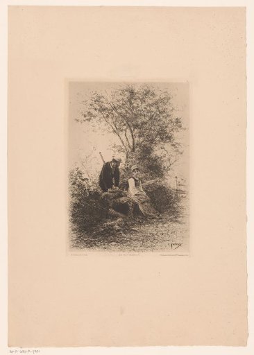 Forest Landscape with a Hunter and a Sitting Young Peasant Woman