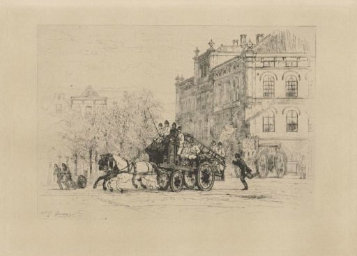 View of the Weesperplein with a fire engine