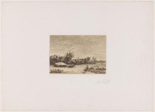 Winter landscape with a village