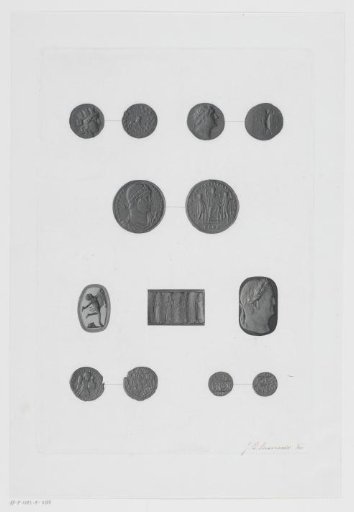 Coins and carved stones