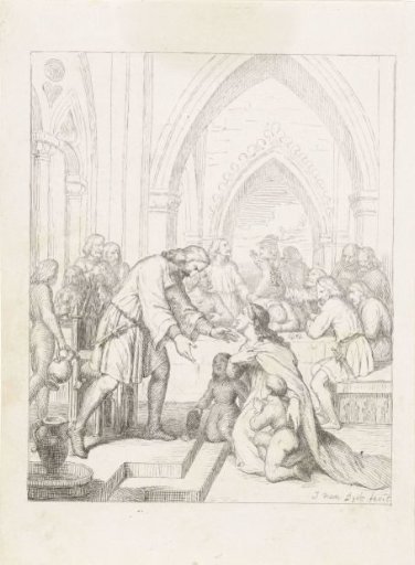 Eleanor of England with her two sons before her husband, Count Reinoud II
