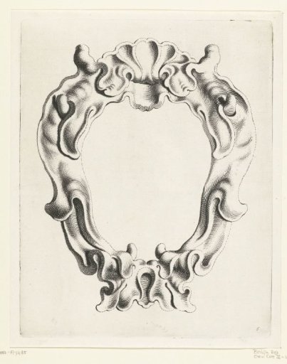 Cartouche with scrollwork ornament, with a shell shape at the top