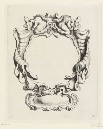 Cartouche with strapwork consisting of a large and a small compartment