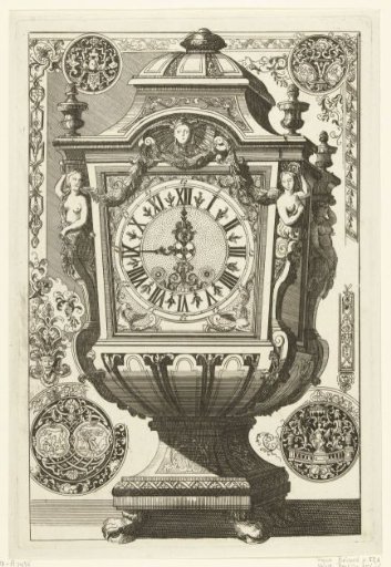 Clock in the form of a rectangular urn