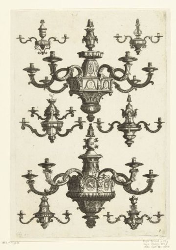 Two large and six small chandeliers