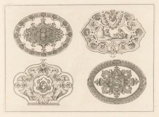Lids with ornaments and figures