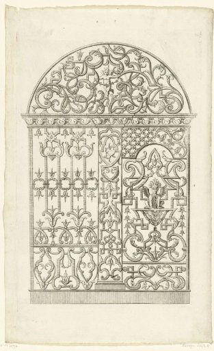 Scrollwork with flowers and leafy tendrils