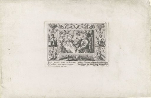 Amor strikes a man with his arrow