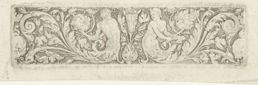 Ornament with two tritons and two skulls