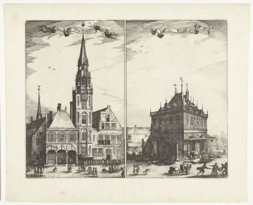 The Old Town Hall and the Waag on the Dam in Amsterdam