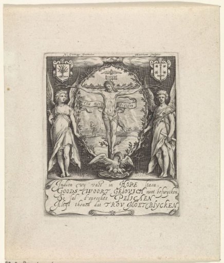 Coat of arms or New Year's card of the Haarlem rhetorical chamber De Pellicaen