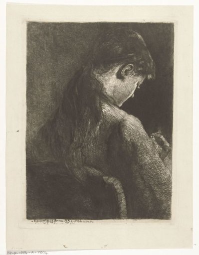 Seated girl, seen from behind