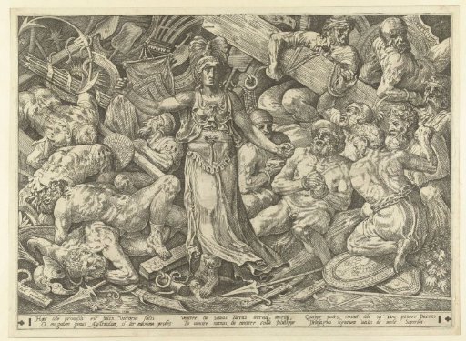 Victoria surrounded by captives and trophies