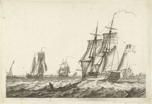 Brig and Other Ships on a Wide Waterway