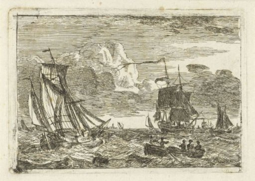 Various Sailing Ships and a Boat at Sea